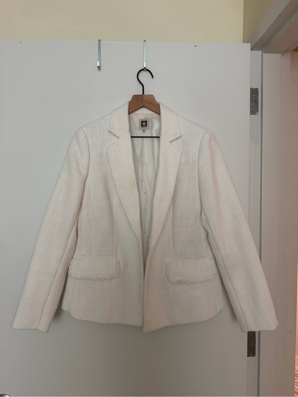 Anne Klein Off-White Textured Notch Collar Blazer